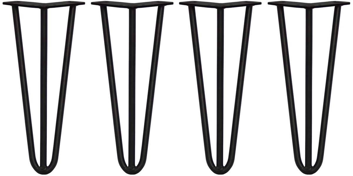 MonsterShop Skiski hairpin tafelpoten - zwart - 4x30,5 cm - 3 staven 12 mm
