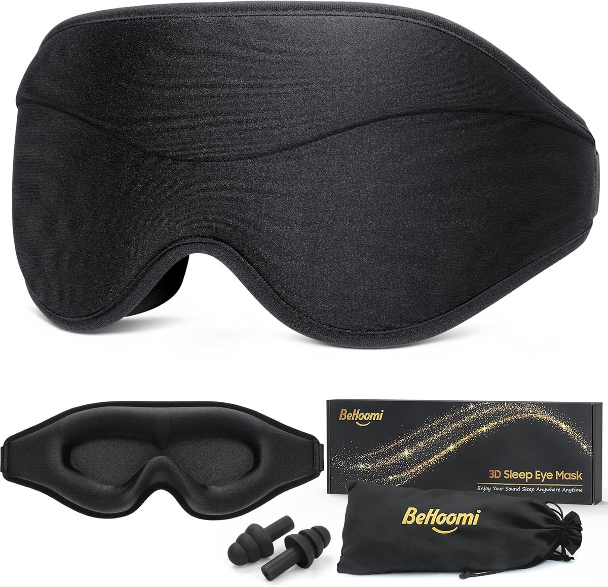 SnelShoppen - Premium Slaapmasker voor Totale Verduistering, Ergonomisch 3D Oogmasker, Super Zacht en Comfortabel, Verstelbare Pasvorm voor Thuis, Kan