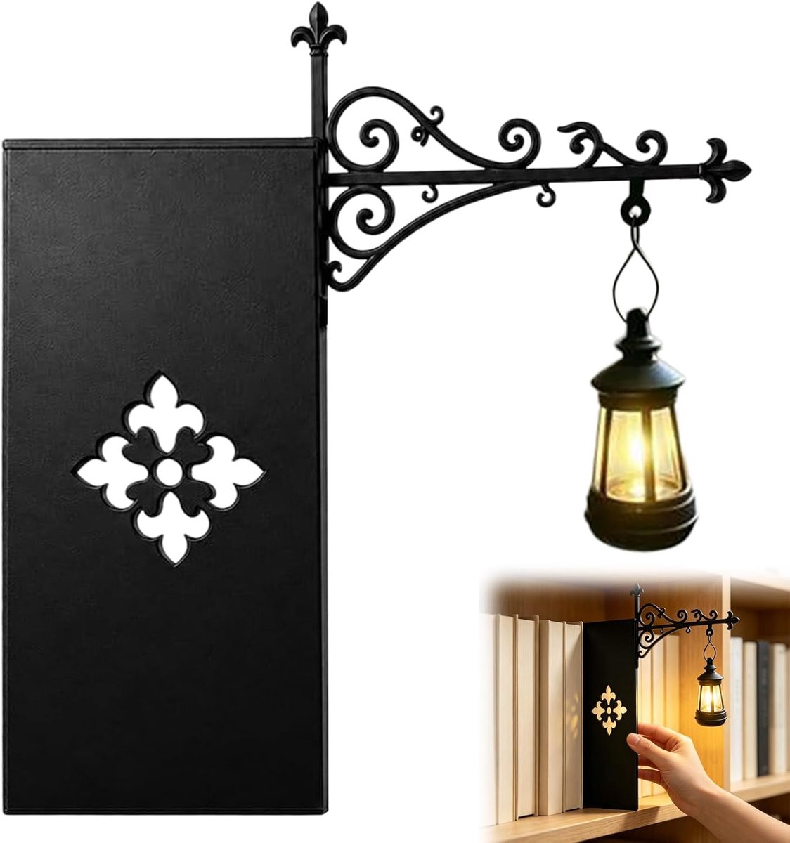 Boekensteun metaal - Boekensteun met Lamp - Bibliotheeklantaarn - Miniatuur Boekenplank La