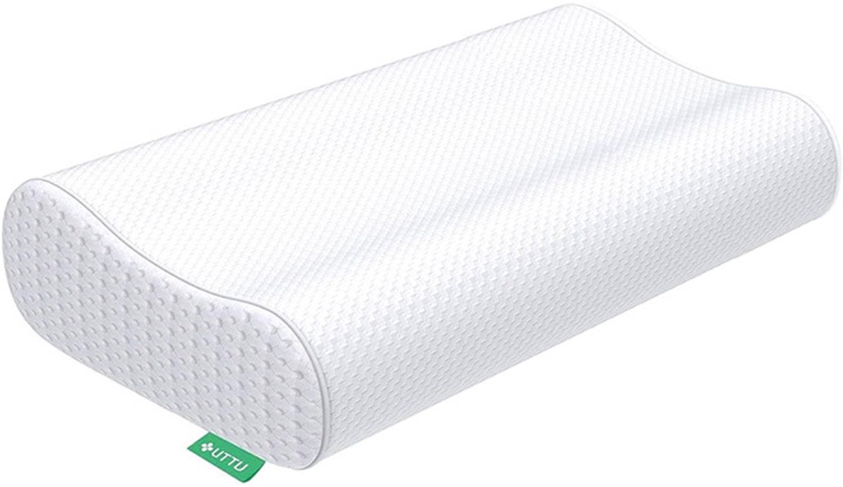 Wit golfvormig orthopedisch nekkussen medium hoogte, traagschuim hoofdkussen met ademende bubbelstof, ergonomisch steunkussen voor rug- en zijslapers tegen nekpijn en stijve schouders