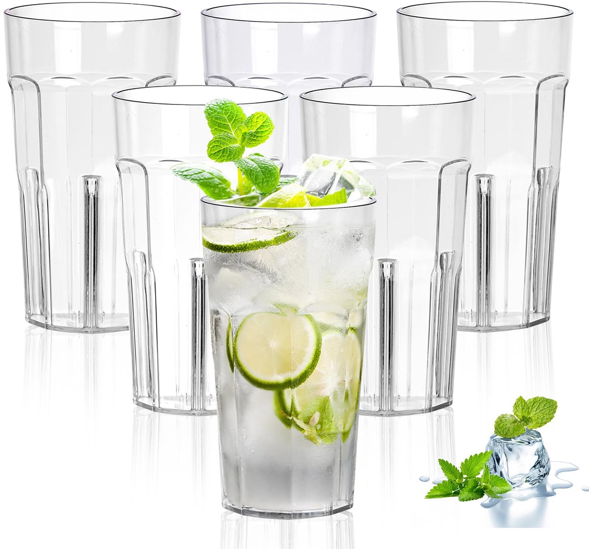 SnelShoppen - 6 Stuks PRITOK Drinkglazen van Acryl - Transparante Kunststof Waterglazen - Herbruikbare Onbreekbare Bekers - 370 ml - Stapelbare Glazen