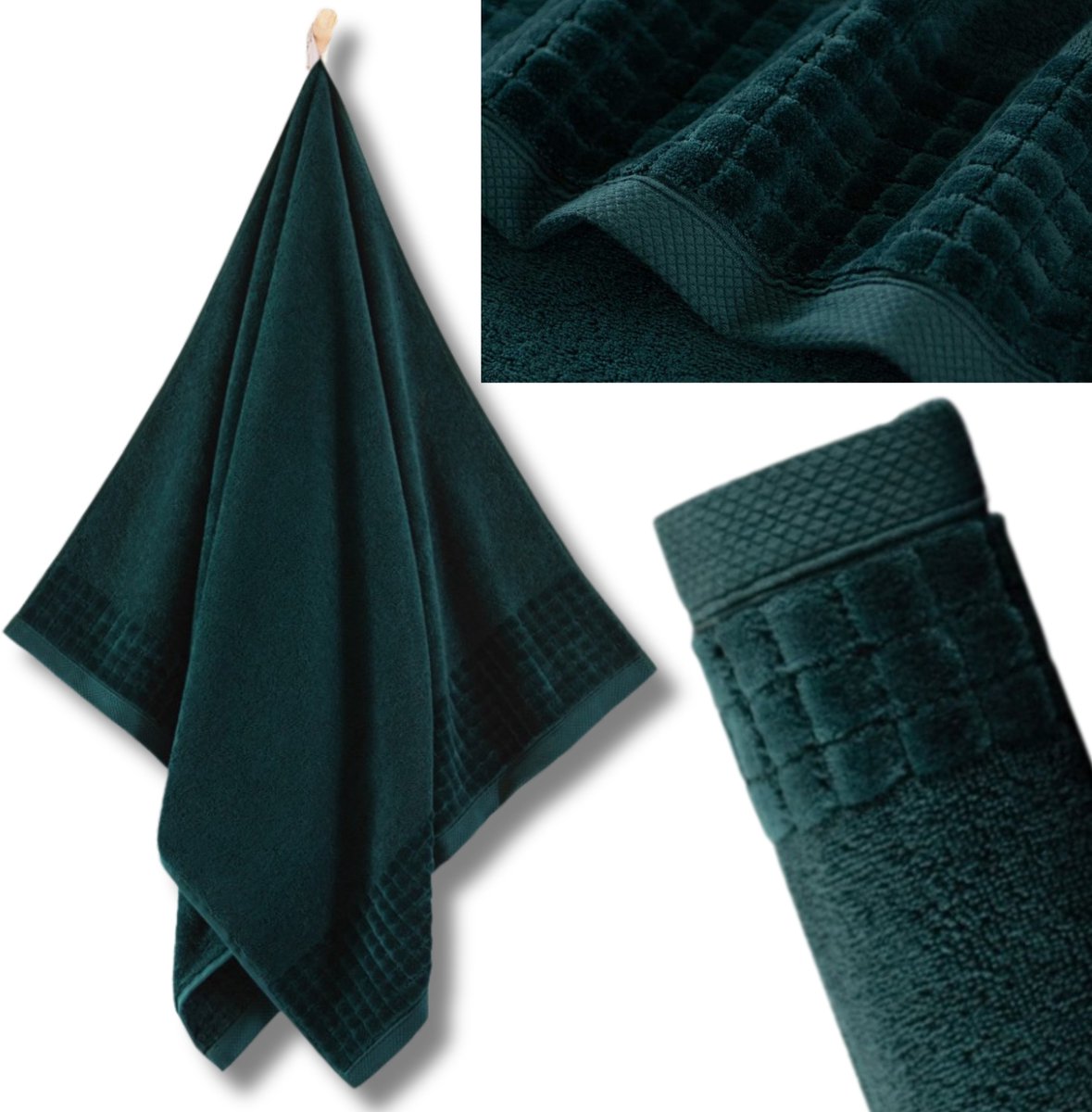 KONEY - Badhanddoek - Paulo3 - 70 x 140 cm - Donkergroen - 500 g/m²