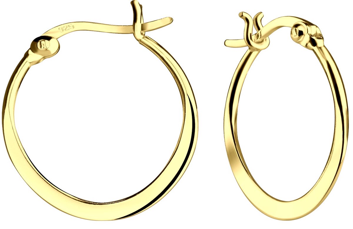 Joy|S - Zilveren oorringen - 20 mm - Franse sluiting - sterling zilver 925 - goldplated - massief - hoepel oorbellen