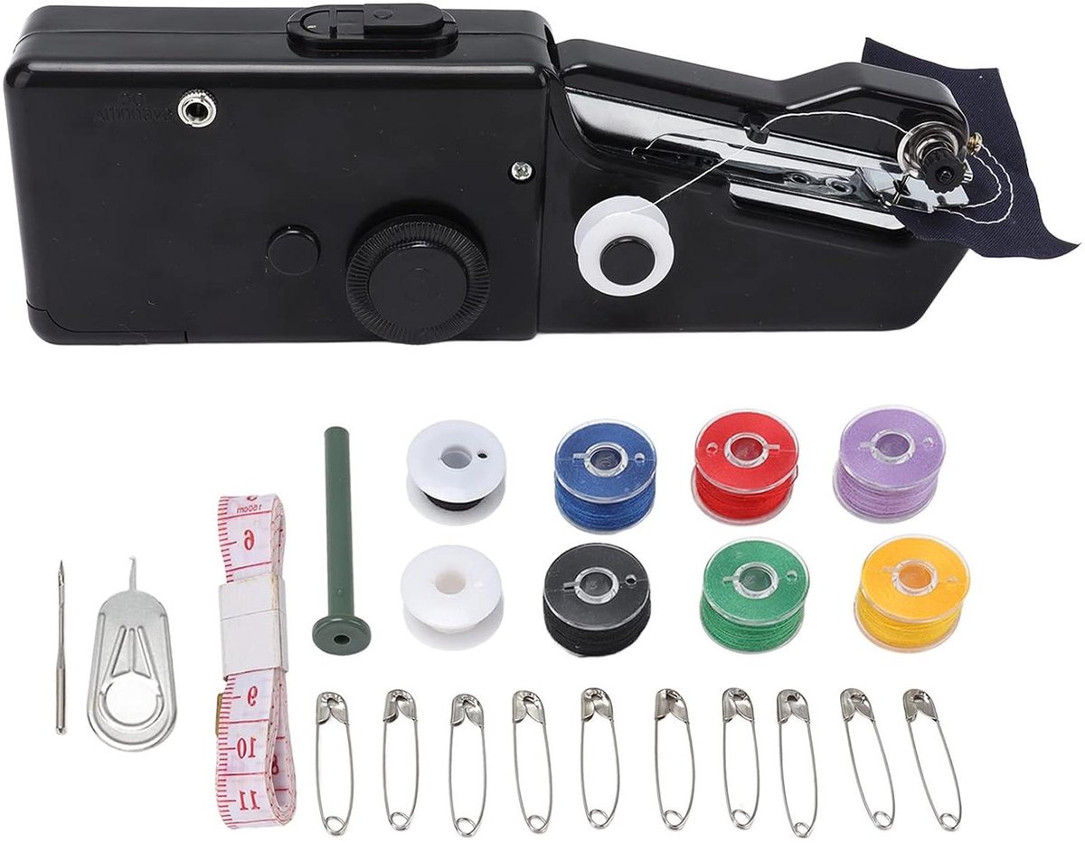 Handnaaimachine Kleding - Draagbare Mender - Snelle Reparaties - Doorlopende Lijnen - Compact Lichtgewicht - Zwart