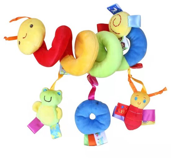 Babywagen- En Autostoelspeeltje - Caterpillar Wraparound Doll - Zintuiglijk Interactief Speelgoed Met Cartoonfiguren, Geschikt Om Op Te Hangen of Om Kinderbedjes of Kinderwagens Te Wikkelen — afbeelding 4