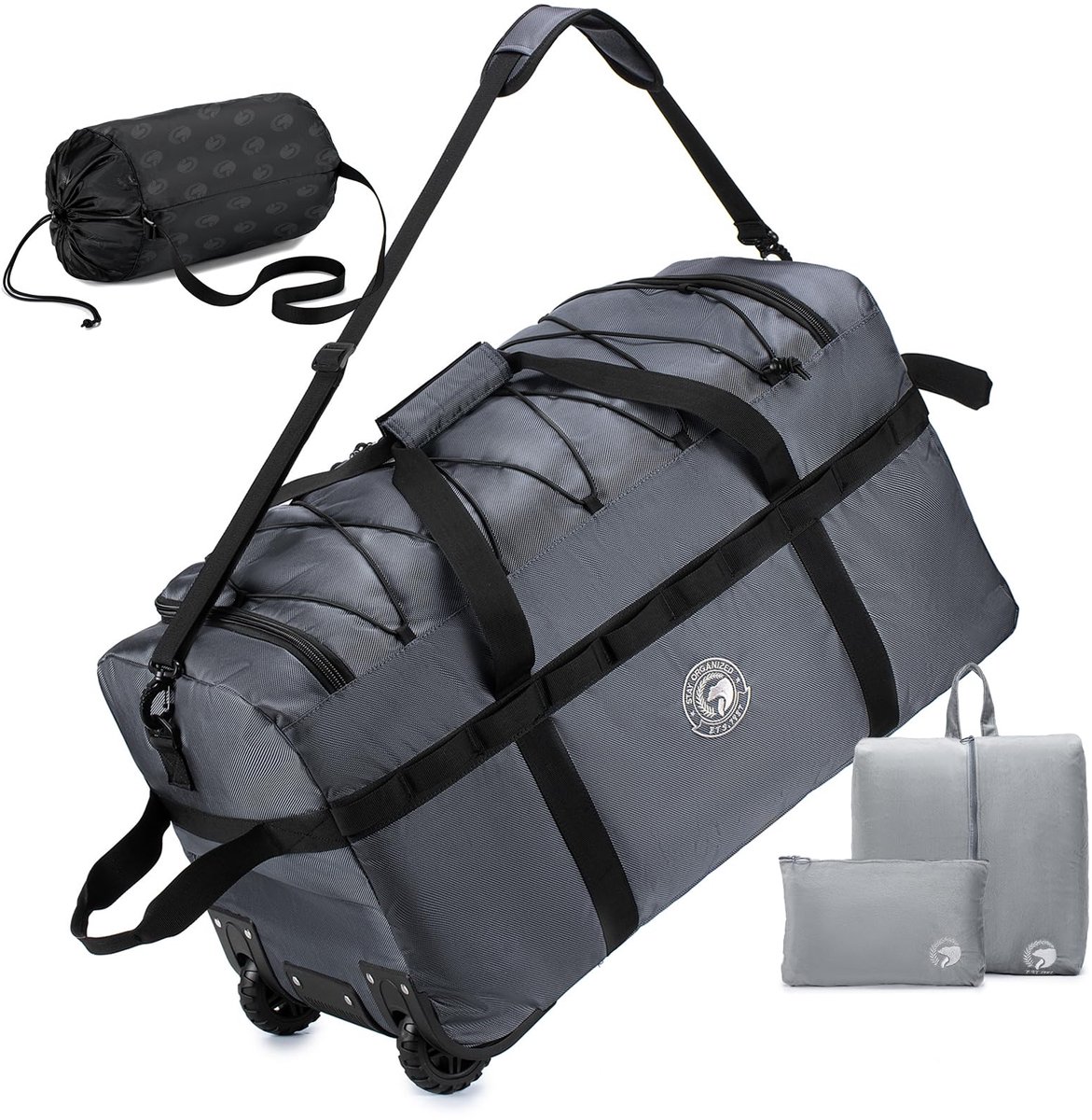 SnelShoppen - YOODI 100L XXL Opvouwbare Reistas Groot Handbagageformaat met Wieltjes Waterdicht Oxford 70x35x40cm Inclusief Toilettas en Schoenenzak C