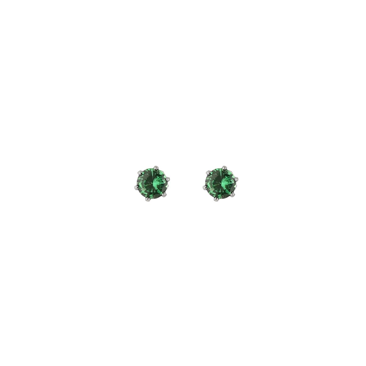 Stainless Steel Zirconia Studs – Luxe Oorknopjes met Zirkonia – RVS - Zilver/Groen