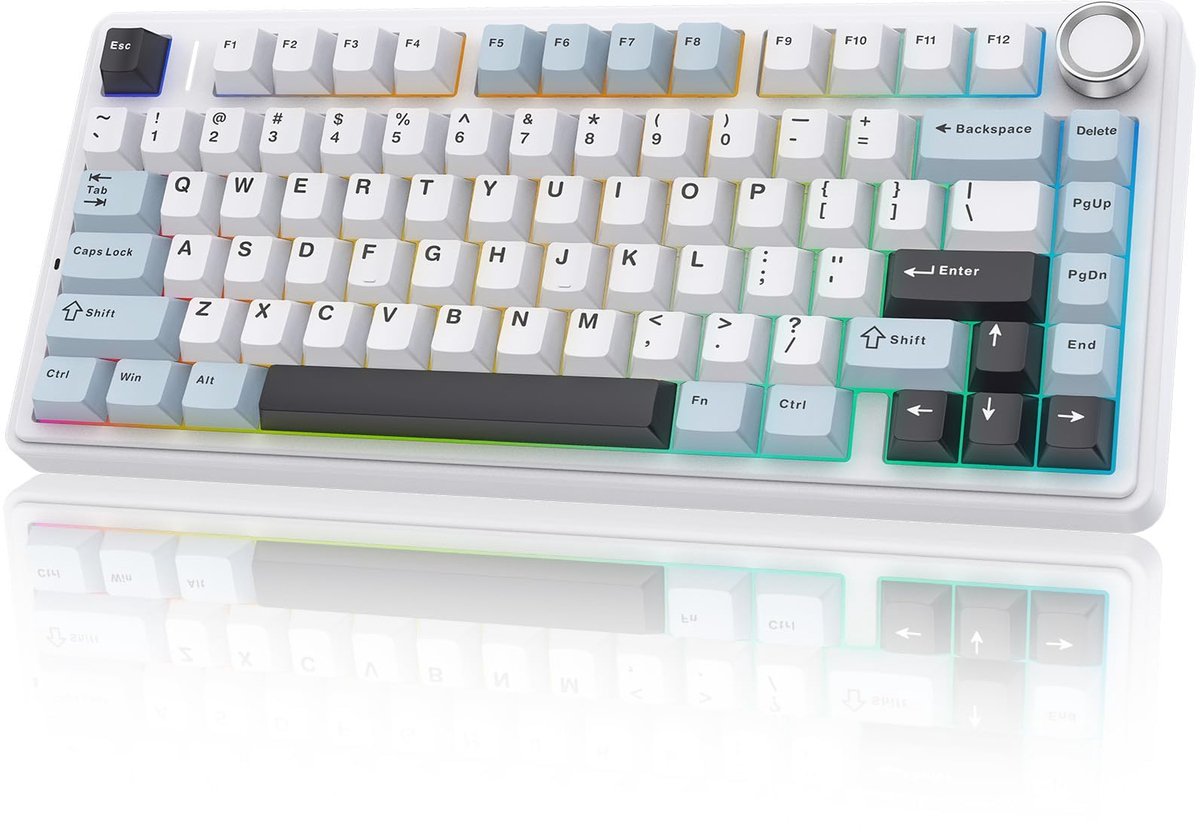 SnelShoppen - Draadloos Mechanisch Toetsenbord 75% - Hot Swappable Creamy Keyboard met Pre-Lubed Reaper Switches, RGB Verlichting, 2,4 GHz, Type-C, BT