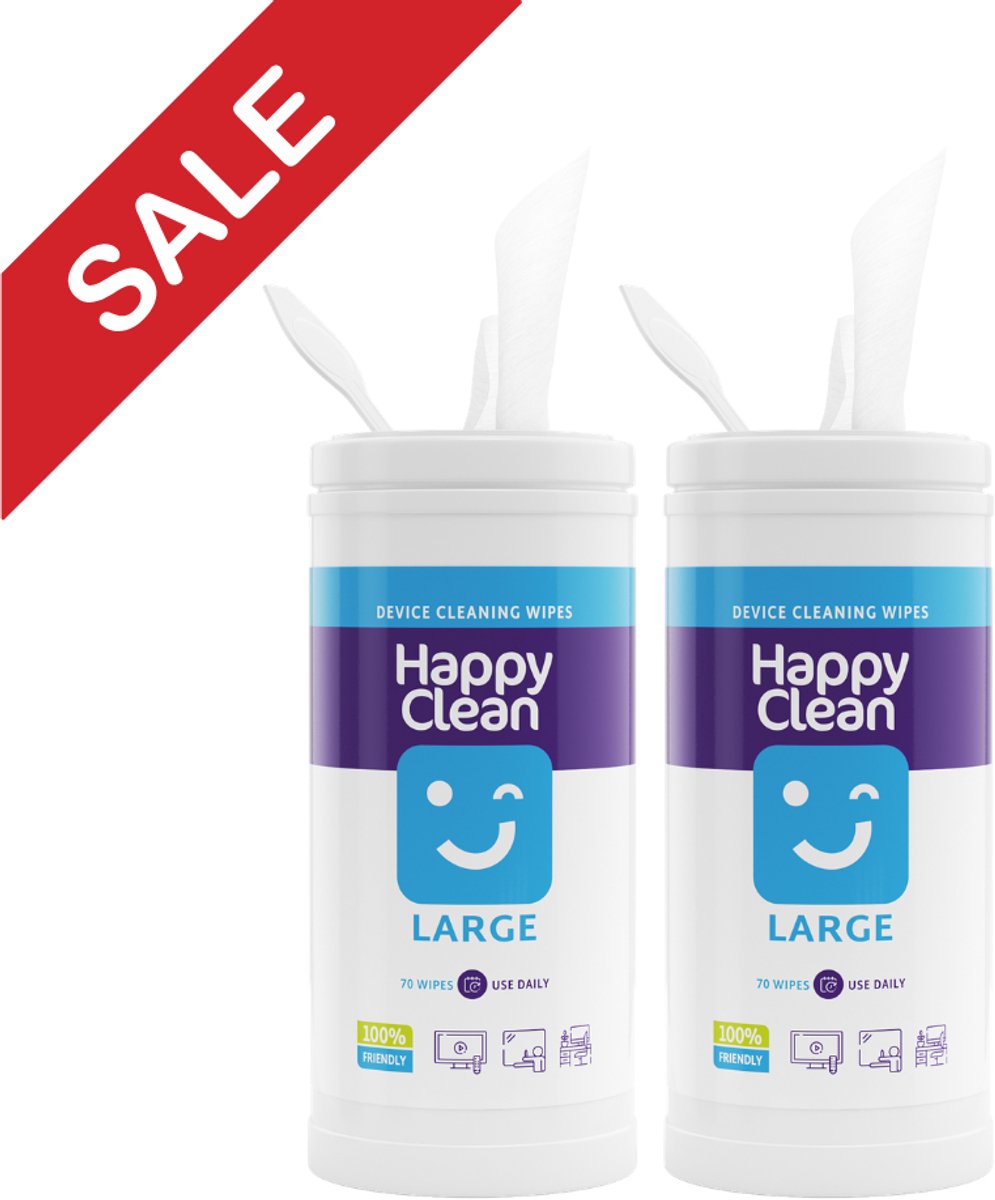 Happy Clean Reinigingsdoekjes - 140 Stuks - Voor TV Scherm, Beeldscherm en Whiteboard en Grote Devices