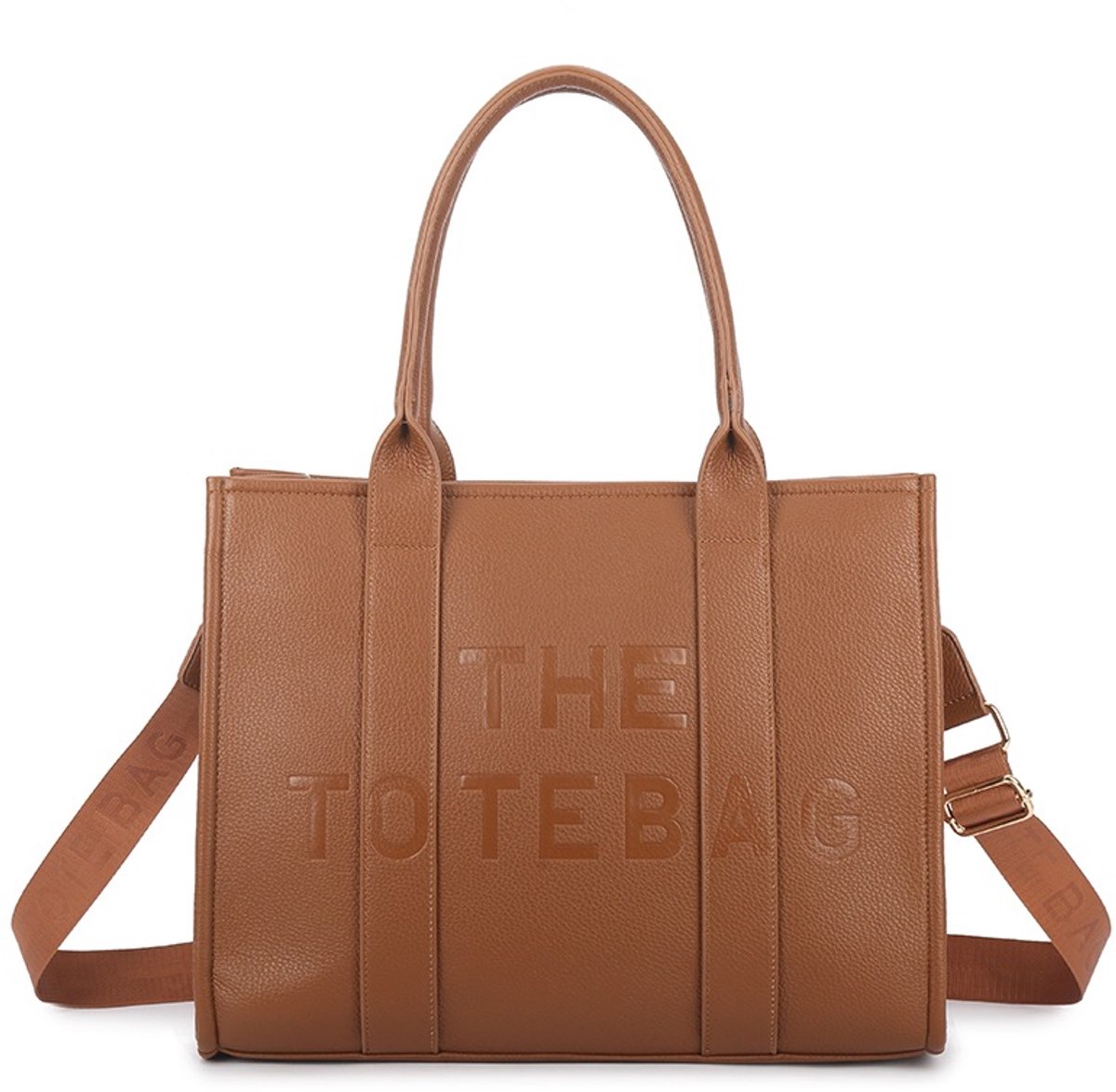 Damestas The Tote Bag XL – Bruin – 40 x 30,5 x 18 cm – PU-leer - Schooltas, Laptoptas & Schoudertas – Rits – Meerdere Vakken – Luxe Voering