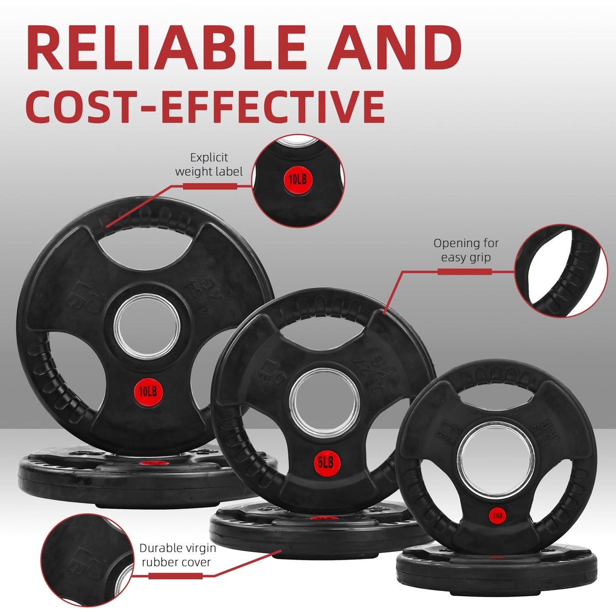 SnelShoppen - Olympische 2 inch gietijzeren halterschijf 35 lb set met rubberen coating voor krachttraining, gewichtheffen en fitness