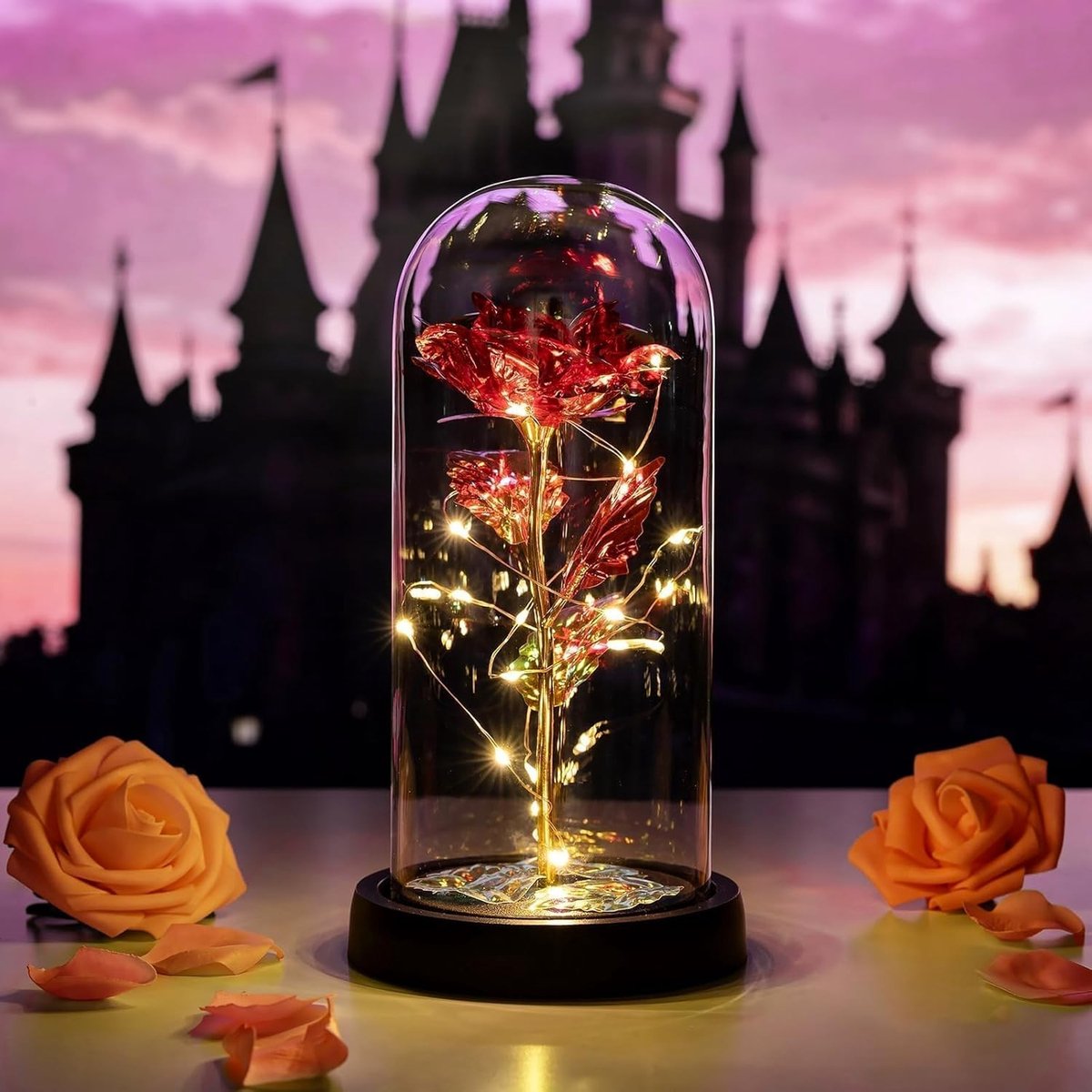 Eternale roos in glazen koepel met betoverend licht - Perfecte geschenken voor vrouwen, moeders en meisjes op Valentijnsdag, Moederdag, bruiloften en verjaardagen