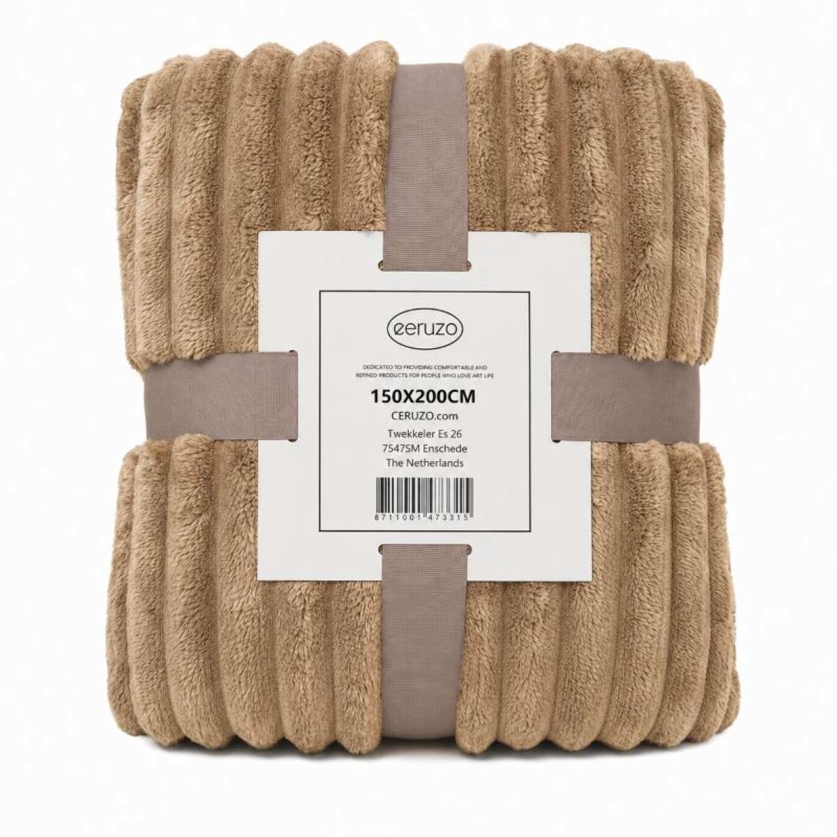 Ceruzo Fleece Deken 150x200 cm – Camel –Zachte Plaid - 280 g/m² - Woondeken