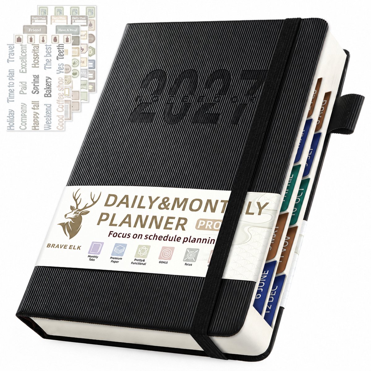 2027 Bureau agenda -Agenda - A5 - 365 pagina's, Tijdmanagement - Zwart - 1 exemplaar