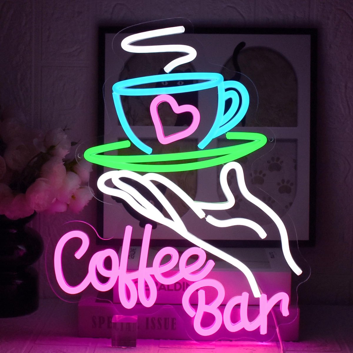 SnelShoppen - UExnkj-Y Coffee Bar Neonbord | LED Neon Light Sign voor Café, Restaurant, Dessertwinkel & Bierclub | Decoratief Neonbord in Kleur voor F