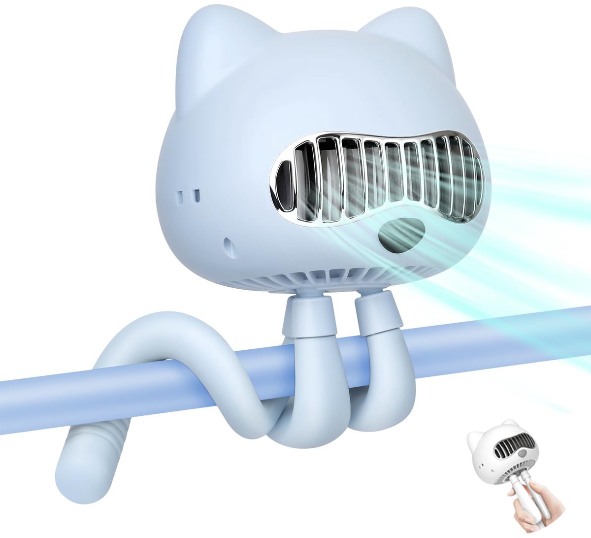 SnelShoppen - Kinderwagenventilator, Handventilator, Tafelventilator, USB Oplaadbaar, Krachtige 2000mAh Batterij, Veilig Zonder Bladen, Aromaverdeler,