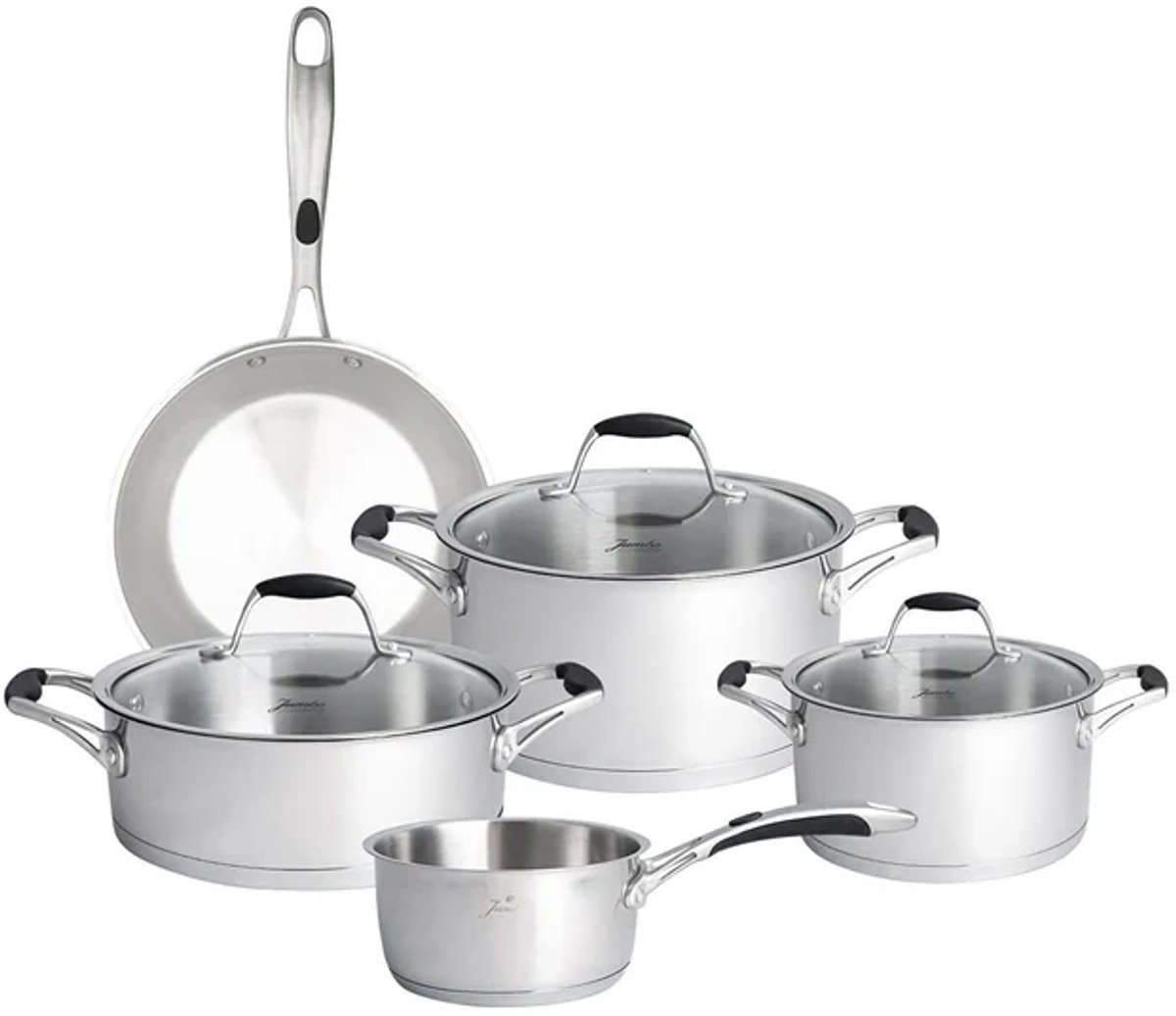 Jumbo New Stella - 8-delige RVS Pannenset – Inductie – Roestvrij Staal – Zilver