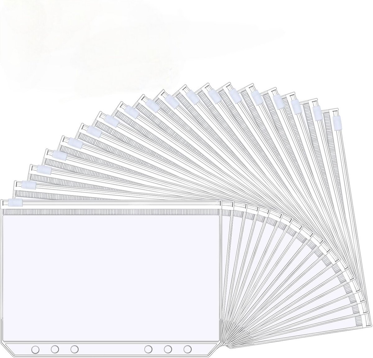 A5 Ringmap met Rits 18-delig - Budget Binder en Spaar Organizer- Met 2 Verwijderbare Labelstickers - Inclusief Cash Enveloppen en Labelstickers - Waterbestendige Documentenmap voor Kantoor, School en Thuis
