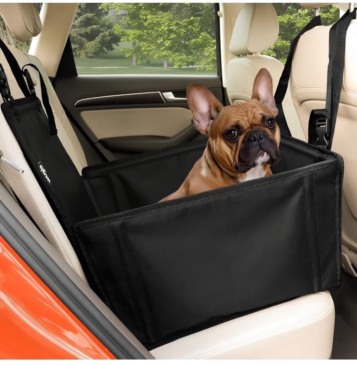 TYR® Hondenmand Auto - Hondenmand Auto Achterbank - Voor Middelgrote Honden - Autostoel Hond - Zwart - 48cm x 45cm x 28cm