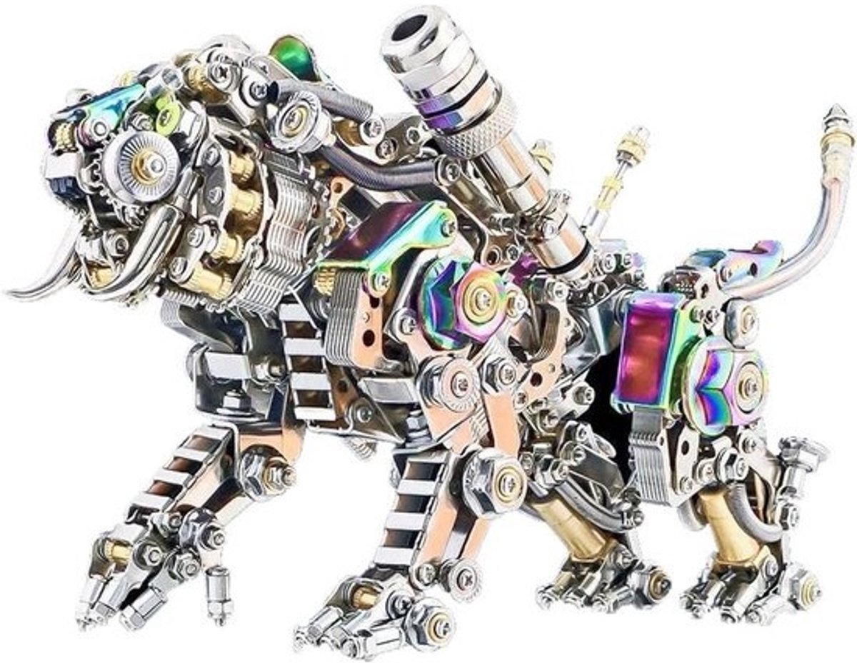 Metalen Puzzel - 3D Bouwpakket - Hersenkraker - Roestvrij Staal - 18x8x12 cm - Smilodon