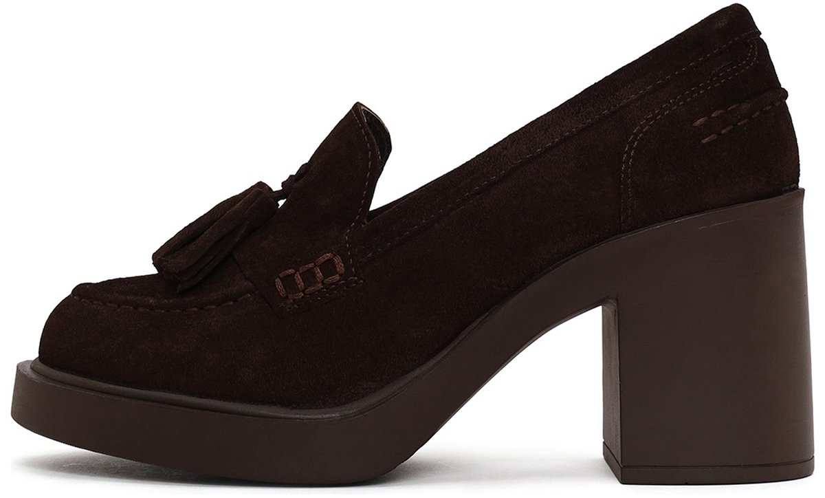 DERIMOD Blokhak Plateau Kwastjes Loafers Leren Blokhak Plateau Kwastjes Loafers