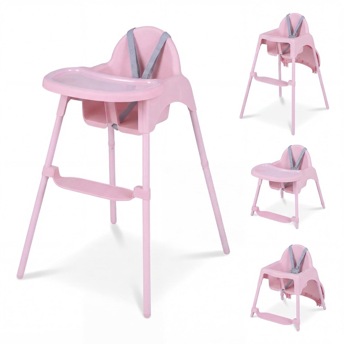 SureDeal® - Hoge kinderstoel - Converteerbaar - Hoogtes Afneembaar Dubbel - Kinderen Maanden - 65x58x90,5 cm - Roze