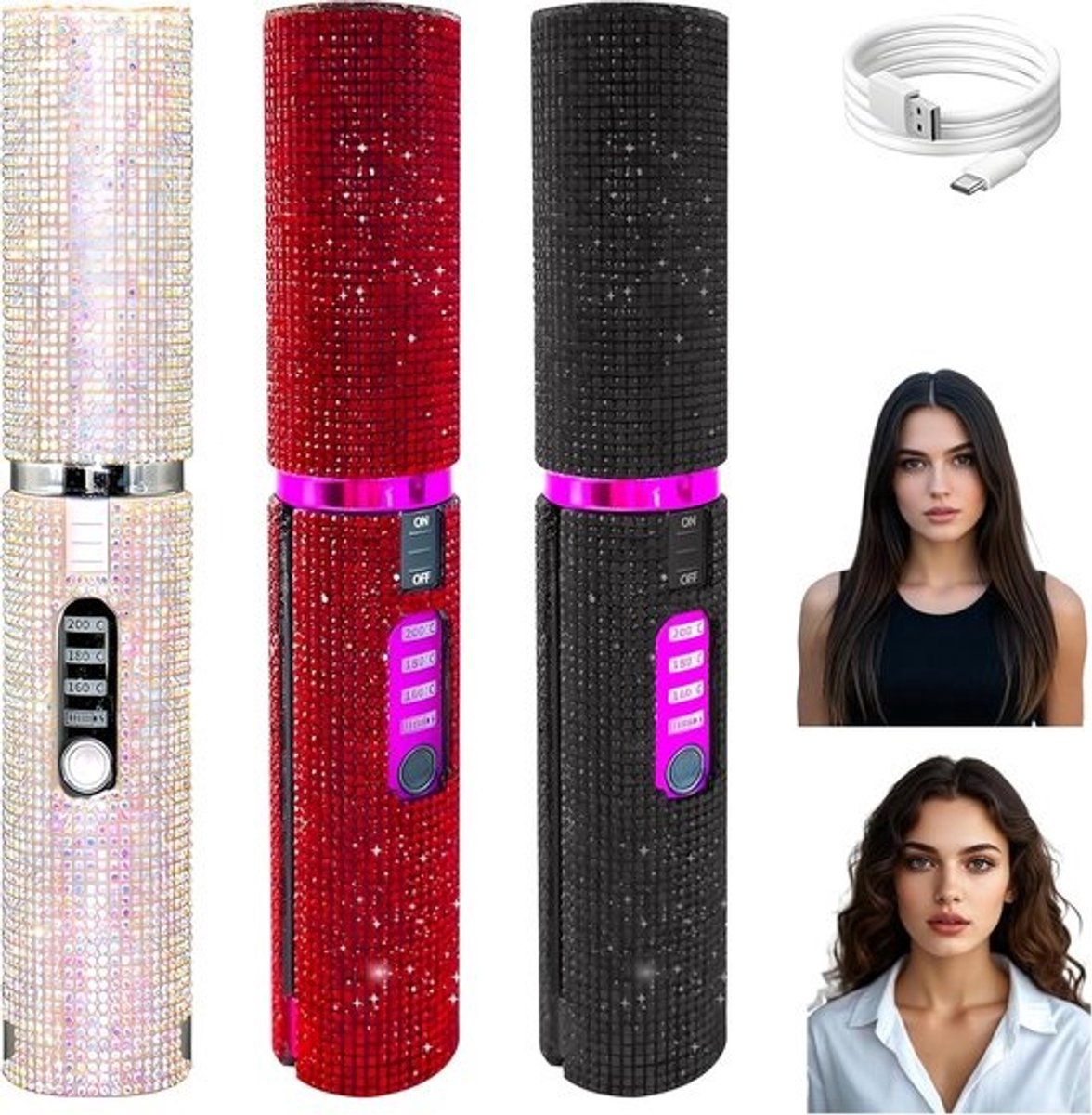 Draadloze Stijltang Krultang - Mini Haarstyler - Haar Modelleren - 2-in-1 Functie - Compact Formaat