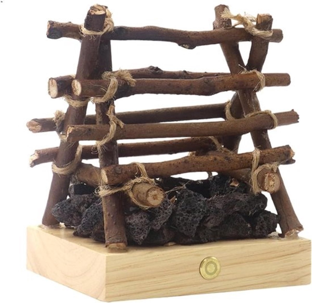 Nep brandhout lamp - Sfeerlamp kampvuur - Sfeer creëren - Touch bediening - 10x8.5x12 cm - Trapezium