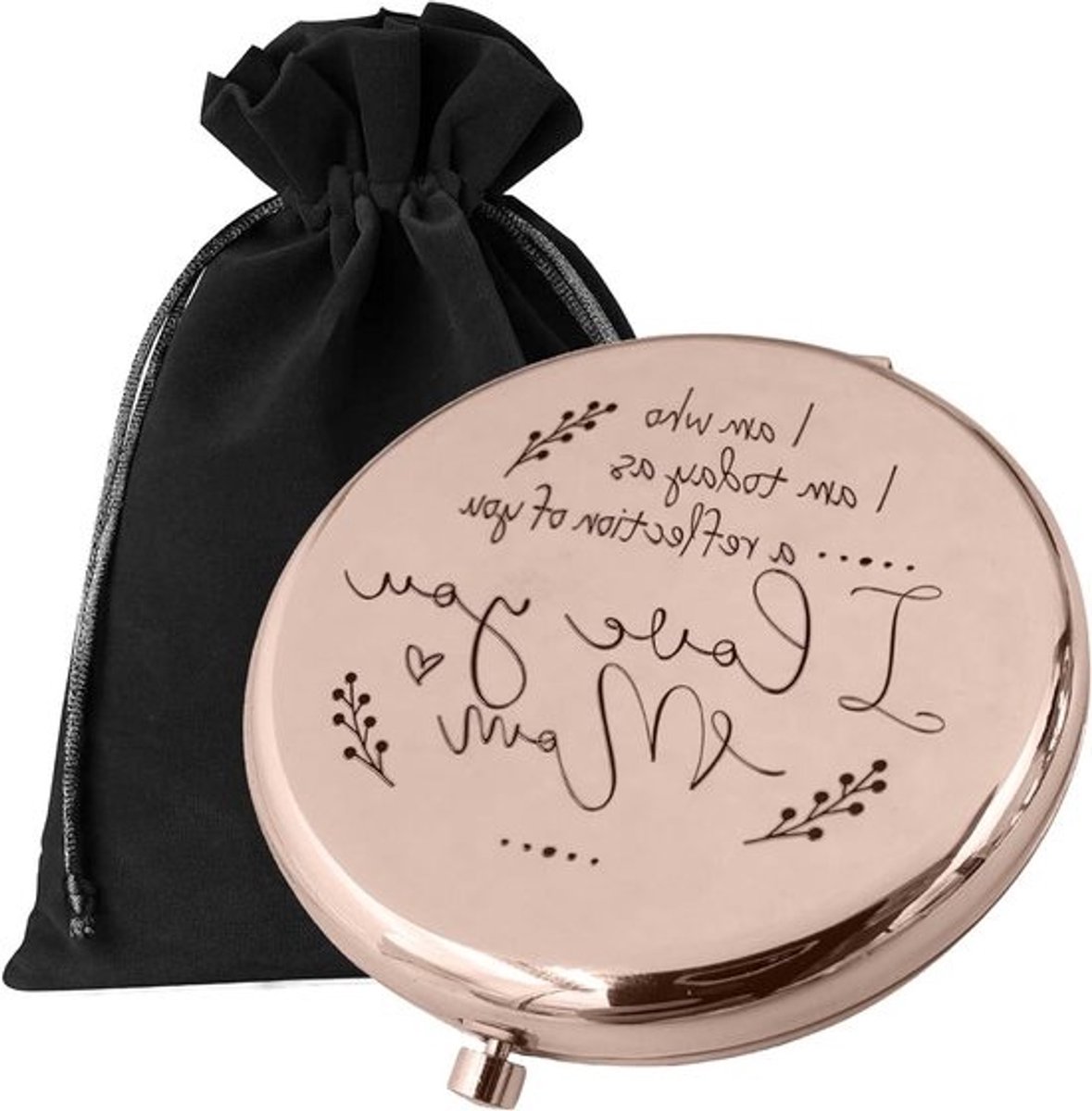 Compacte spiegel - Make-up spiegel - Cadeau geven - Dubbele vergroting - Zakformaat - Roségoud