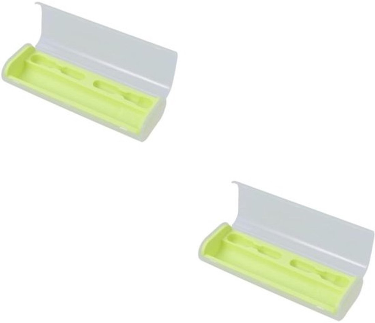 Reisetui Elektrische Tandenborstels - Tandenborstelkoffer Opbergdoos - Hygiënisch Opbergen - Ruimte voor Twee - 21.5 cm Lengte - Groen