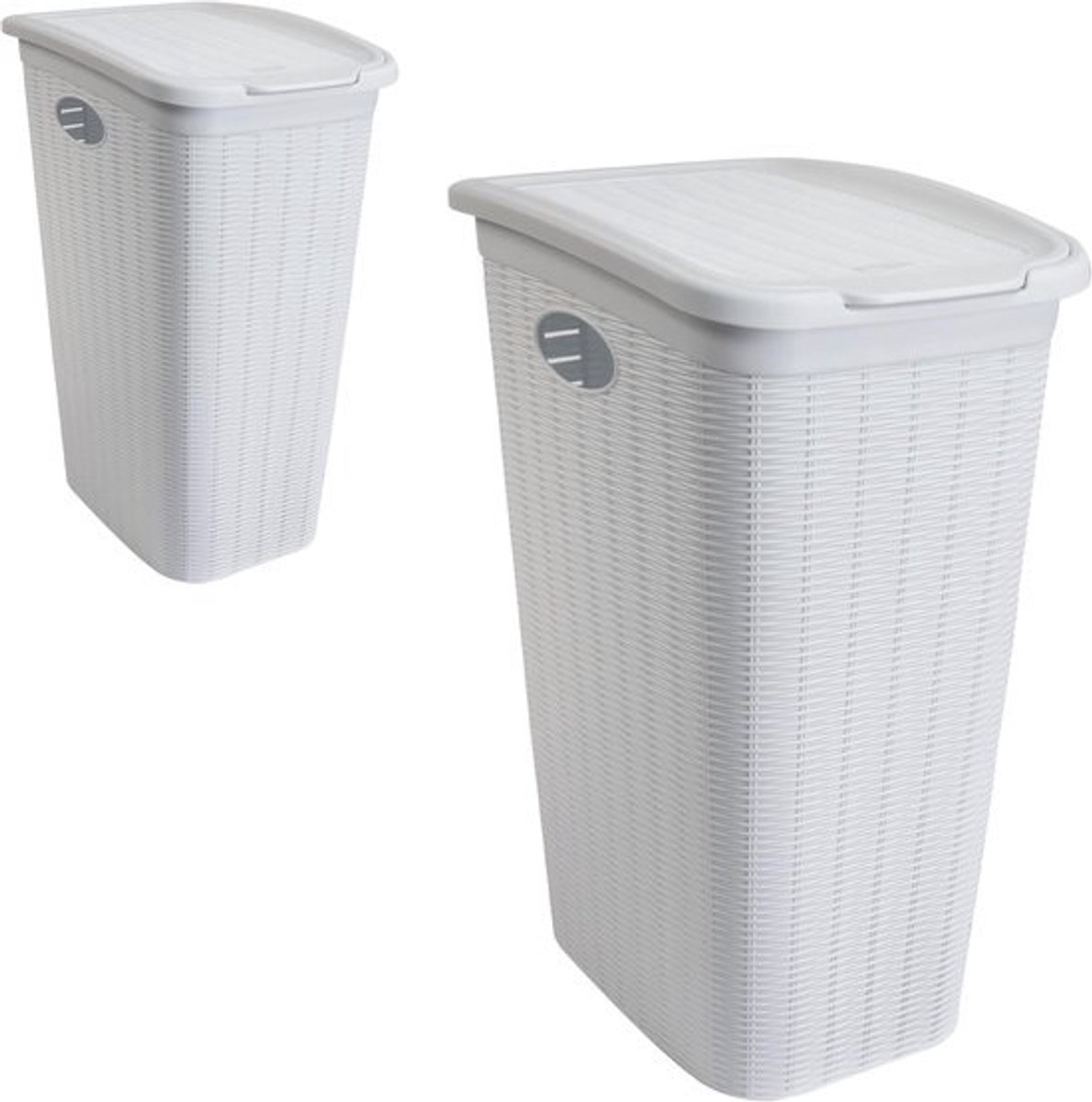 Wasmand Set - Wasbakken - Huishouden Organiseren - Smal Ontwerp Rotanlook - 36 Liter 54cm Hoog - Wit