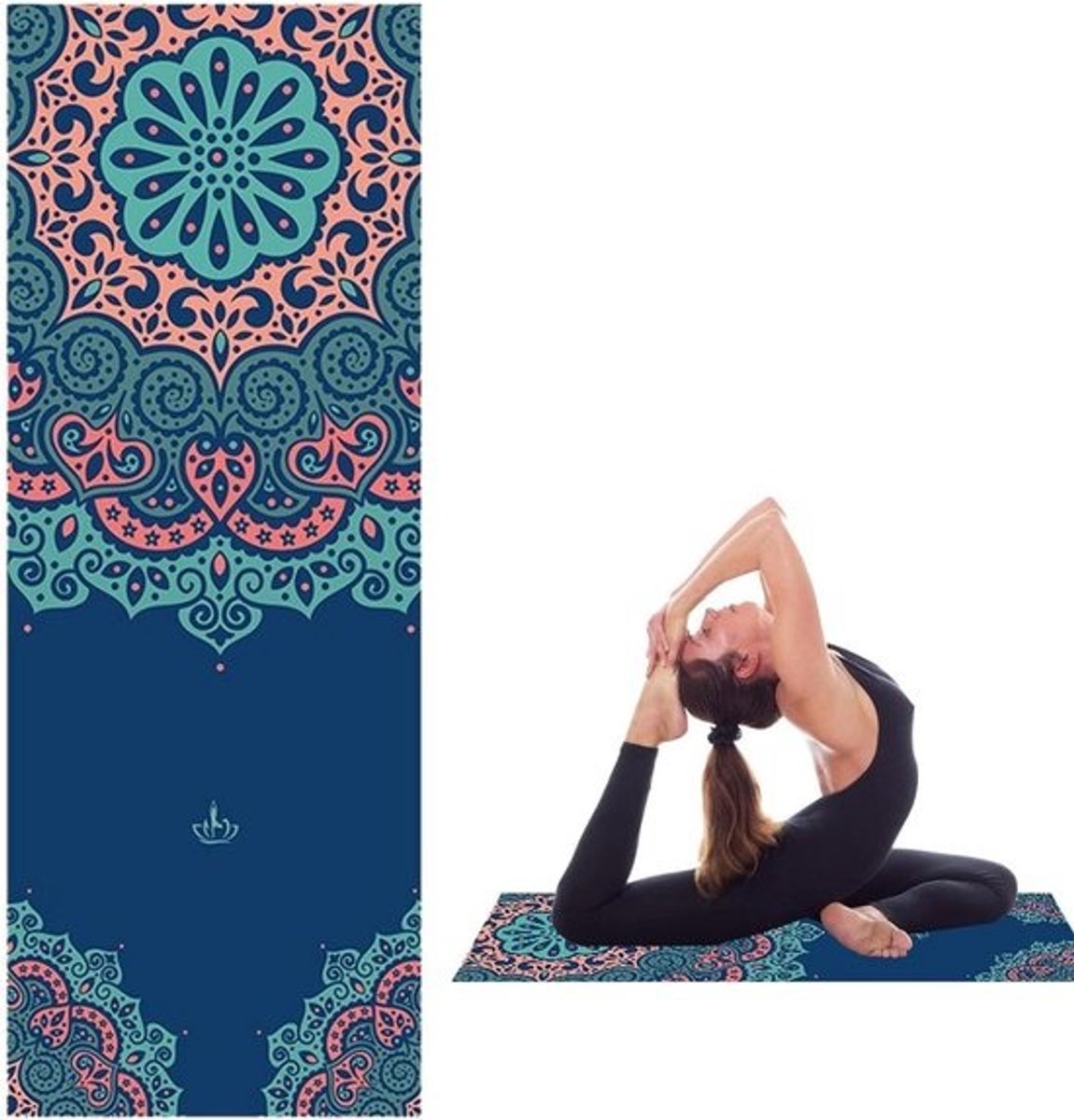 Yoga handdoek - Yogamat deken - Hete yoga - Antislip en absorberend - 185 x 64 cm - Blauw