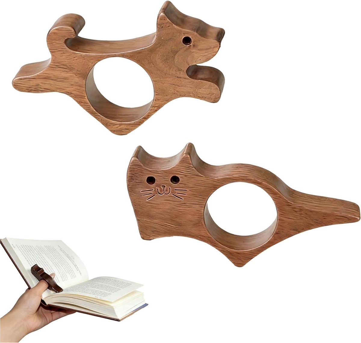 Boekzijhouders in kattenvorm, ergonomische paginahouders voor handsfree lezen, ideaal cadeau voor boekenliefhebbers en kattenfans