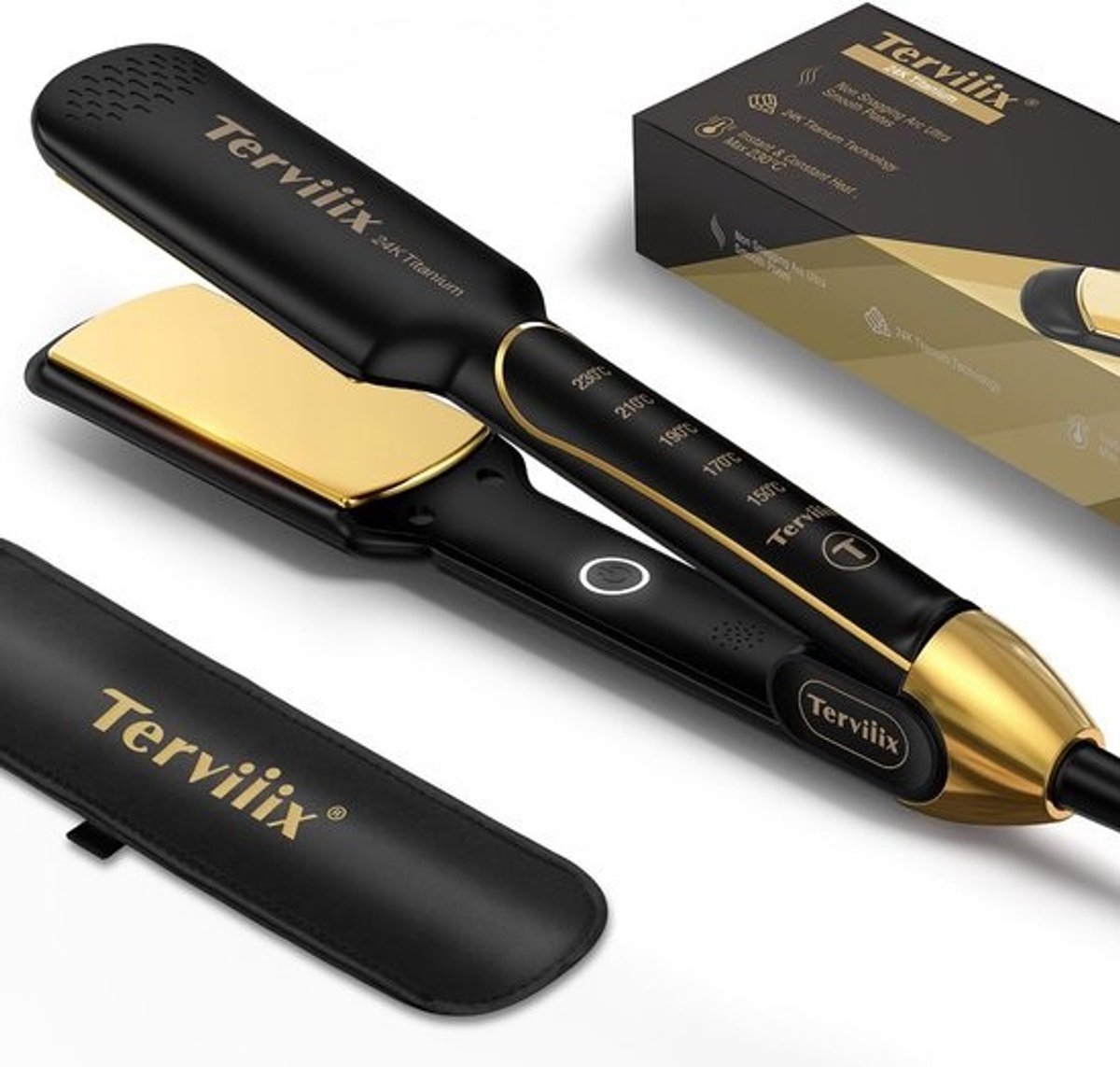 Haarstraightener met 45 mm Ceramische Platen - Snelle Verwarming, Temperatuurverstelling, Automatische Uitschakeling