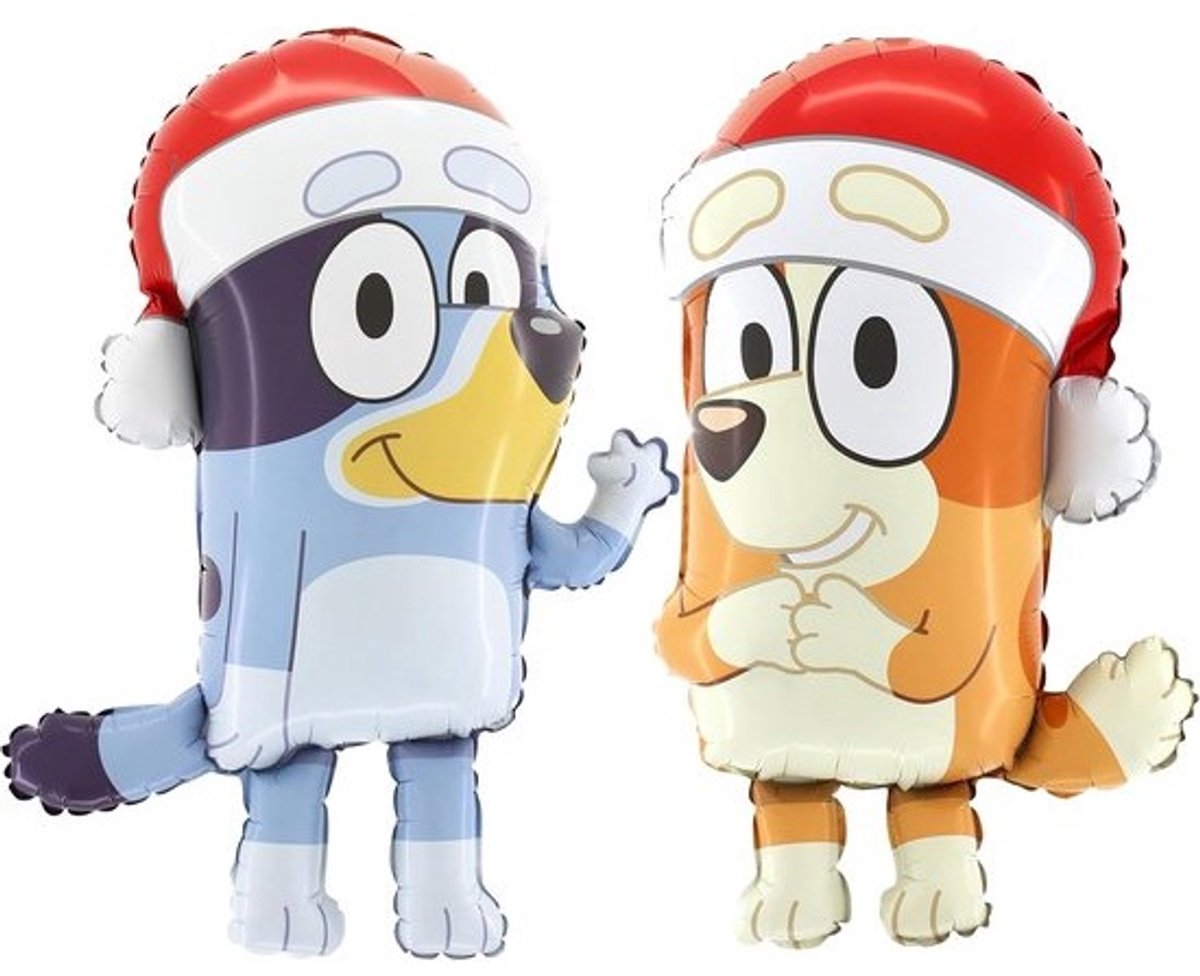 Set van 2 Grote Bluey & Bingo Kerst Folieballonnen (81 cm)