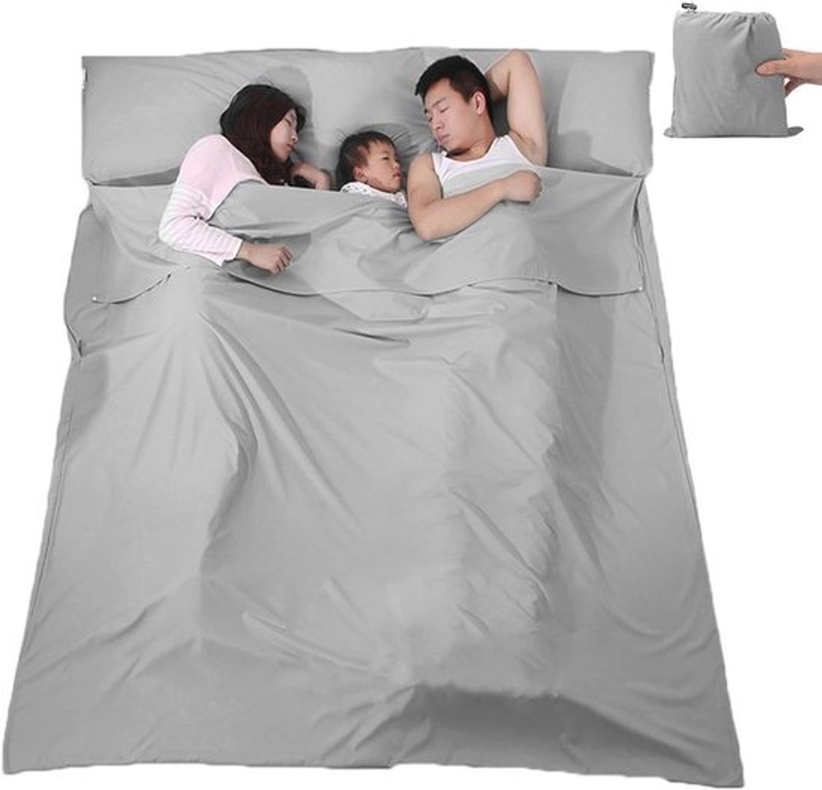 Lichte en compact reisslaapzak voor outdooractiviteiten - Ideaal voor kamperen, hostels, en jeugdherbergen (210 x 180 cm)
