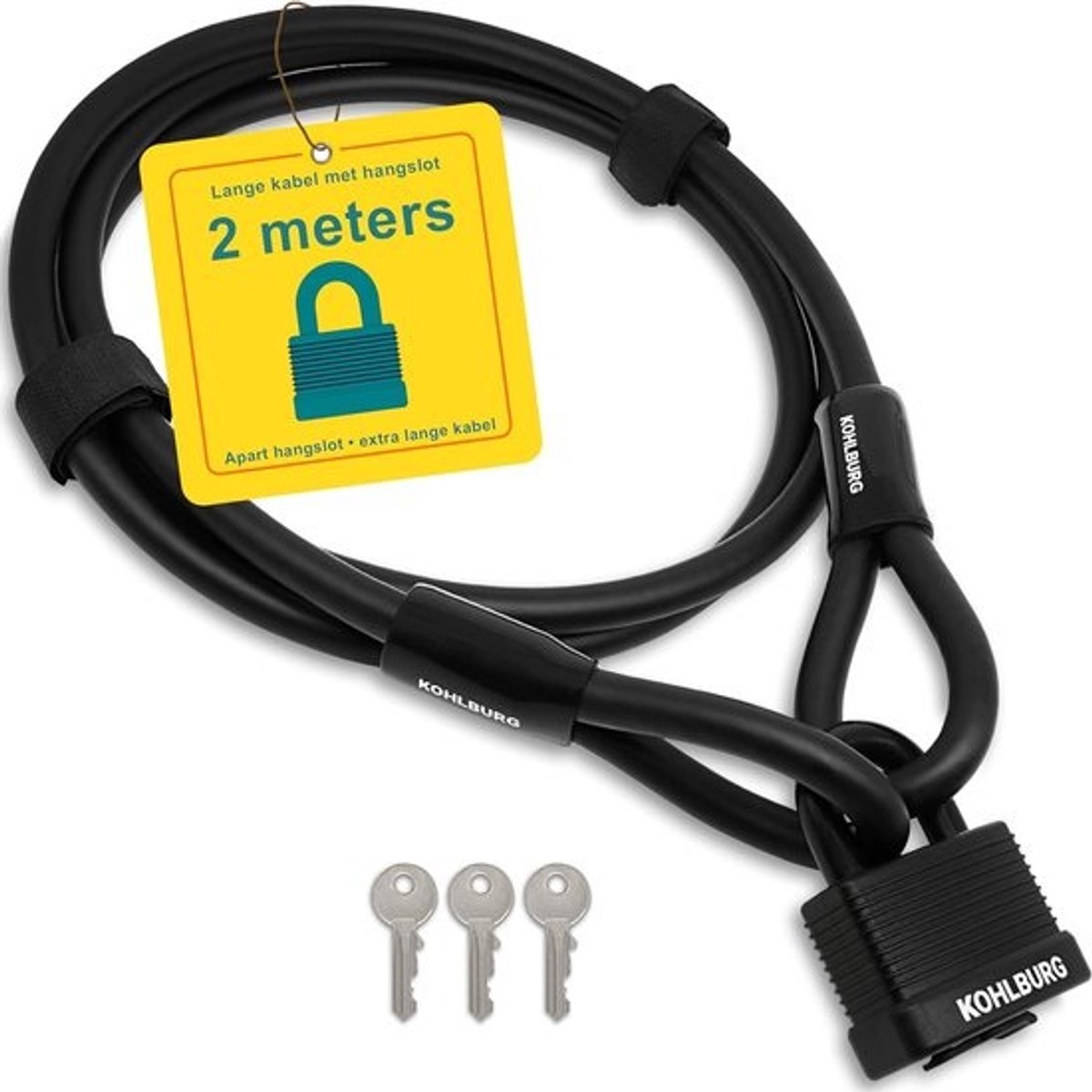 Thijox - Kabelslot 2 meter - Stalen Fietsslot met Sleutel - Robuuste Beveiliging voor Fiets, Fietskar, Kinderwagen en Tuinmeubelen - Ideaal voor Buite