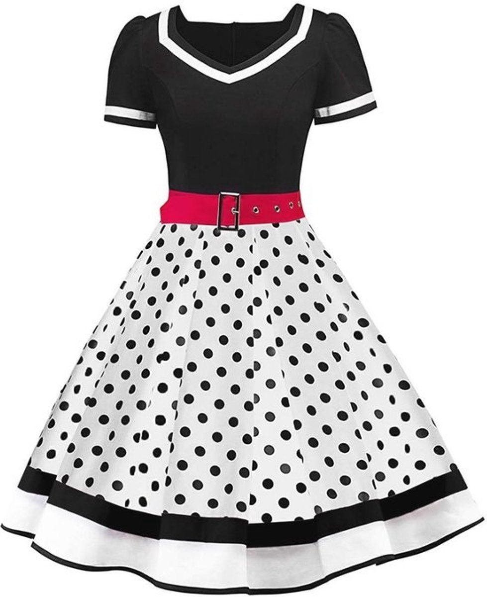 50's Stijl A-Lijn Dames Jurk met Afneembare Gordel - Perfect voor Feestjes, Cocktail en Festivals