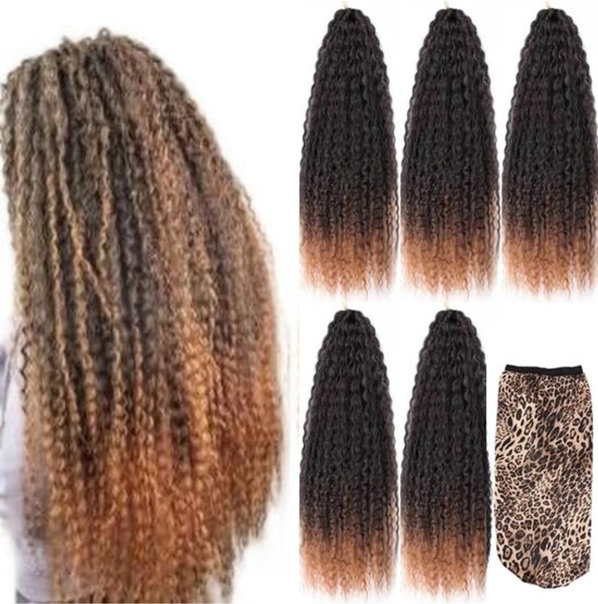 Golvende extensions voor haak vlechten 18" 45 cm - Premium synthetisch haar - 5 stuks