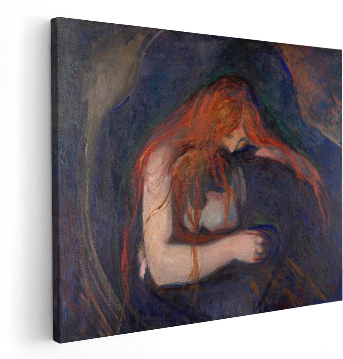 Artaza Canvas Schilderij Liefde en Pijn - Edvard Munch - 150x120 cm - Groot - Kunst - Wanddecoratie Woonkamer