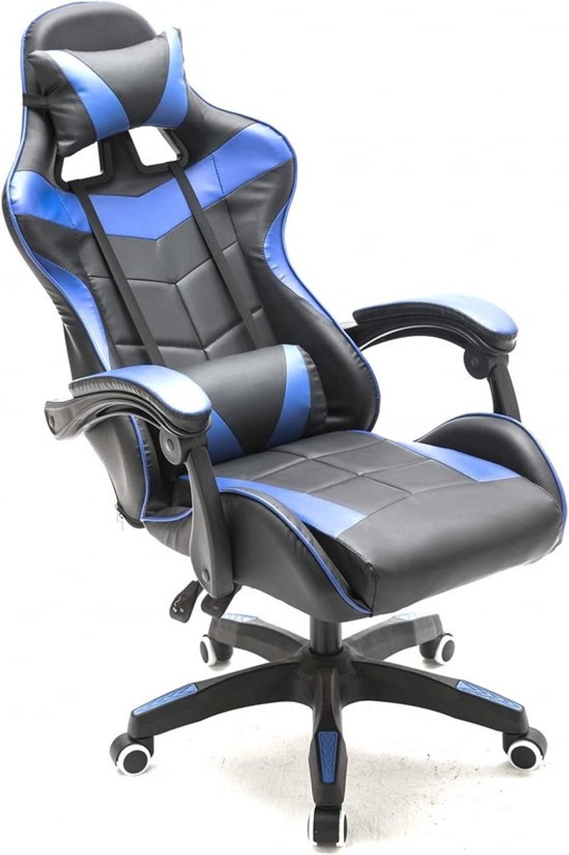 Ergonomische Gaming Stoel Jongen Meisje Blauw Zwart - Verstelbare Race Bureaustoel