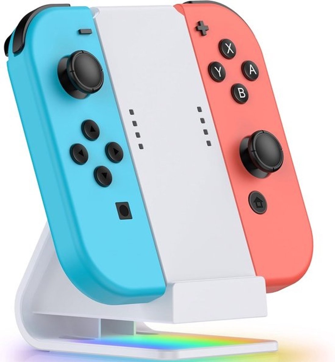2-in-1 Oplaadstation voor Joy-Con Controllers met RGB Verlichting en Snelle Oplaadfunctie
