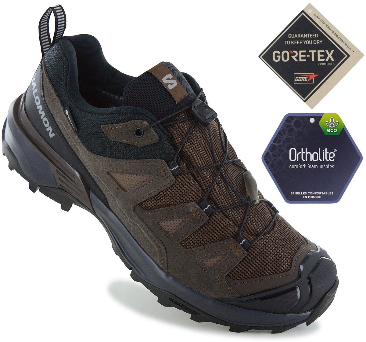 Salomon X ULTRA 360 Leather GTX - GORE-TEX - Heren Wandelschoenen Trekking Schoenen Bruin 475712 , Maat: EU 47 1/3 UK 12