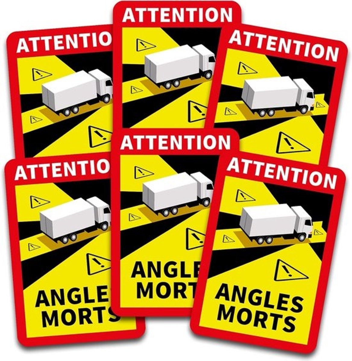 Dode Hoek Stickers Waarschuwing R143 Zelfklevend voor Vrachtwagens en Voertuigen Vanaf 3,5T - 6 Stuks