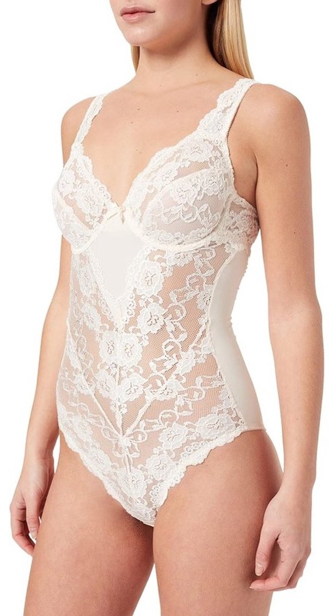 Comfortabele kanten body met geraffineerde ruguitsnijding