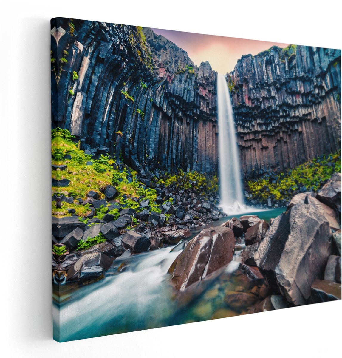 Artaza Canvas Schilderij Waterval In IJsland - 150x120 cm - Groot - Wanddecoratie Woonkamer - Schilderijen - Muurdecoratie