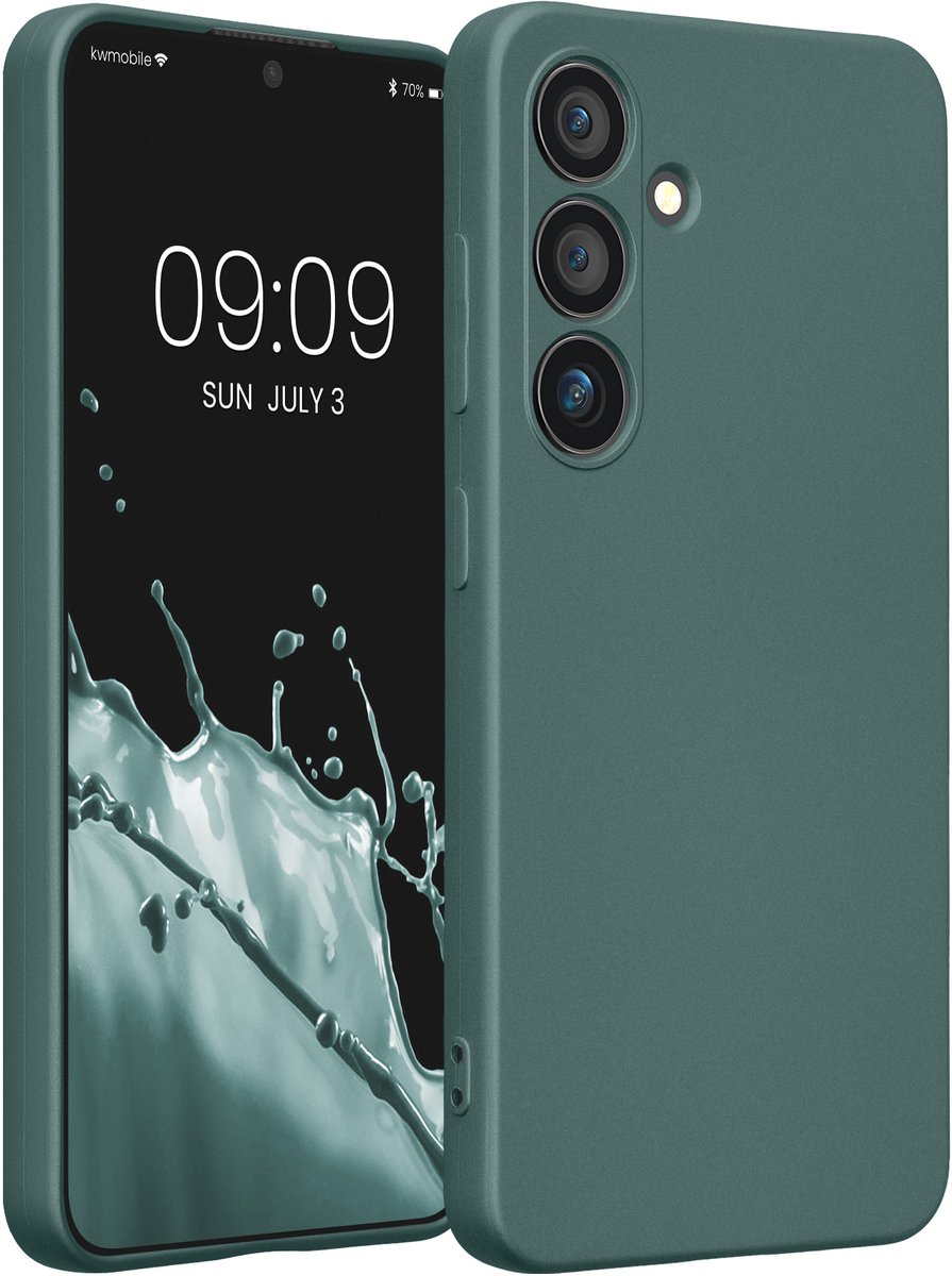 kwmobile metallic telefoonhoesje van TPU - geschikt voor Samsung Galaxy S24 - Flexible case voor smartphone - In metallic petrol
