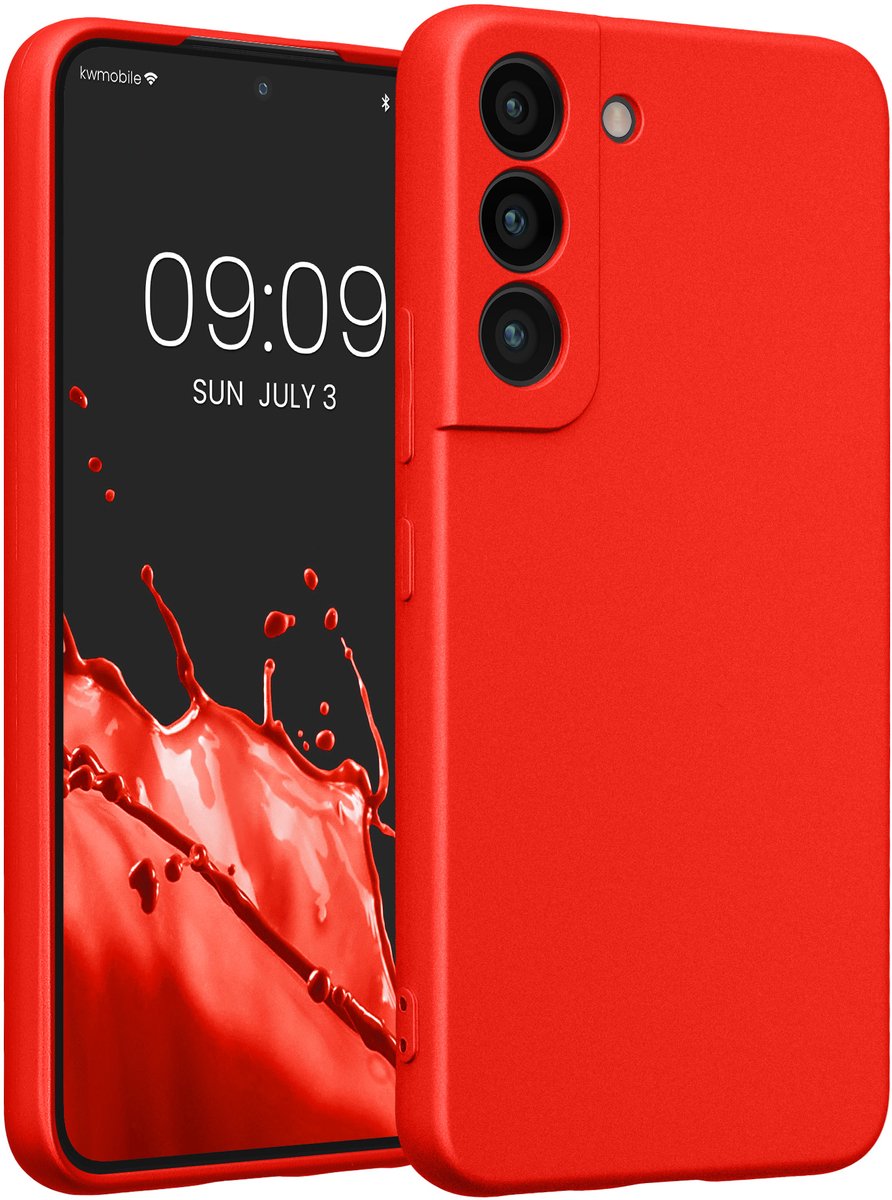 kwmobile metallic telefoonhoesje van TPU - geschikt voor Samsung Galaxy S22 - Flexible case voor smartphone - In metallic donkerrood