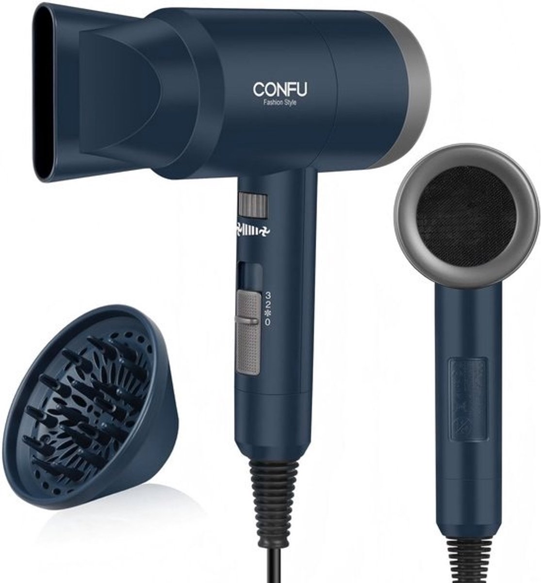 Professionele Ionische Haardroger met Diffuser voor Krullen - Compact en Sneldrogend