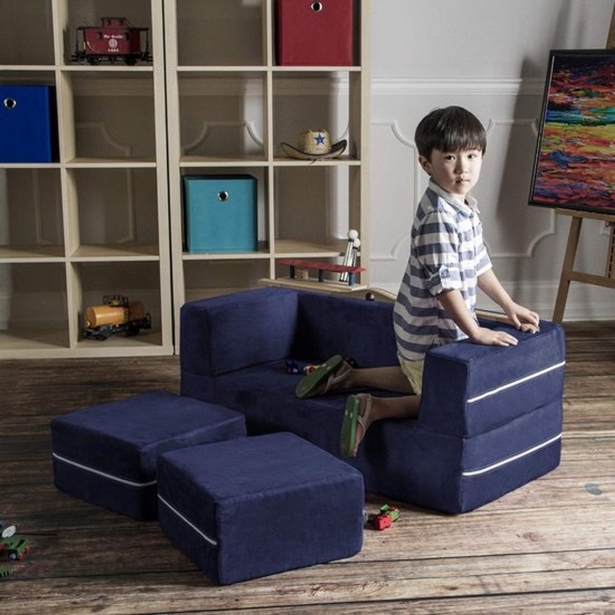 Modulaire Kindersofa met Voetenbank - Opvouwbaar Loungemeubel voor Kinderkamer